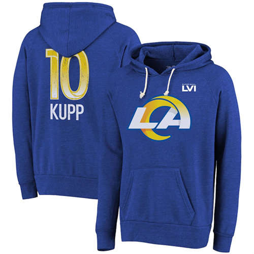 Los Angeles Rams #10 Cooper Kupp 2022 Royal Super Bowl LVI Champions Pullover Hoodie - Zenithce