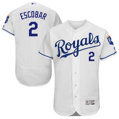 Royals #2 Alcides Escobar White Flexbase Authentic Collection Stitched Jersey - Zenithce