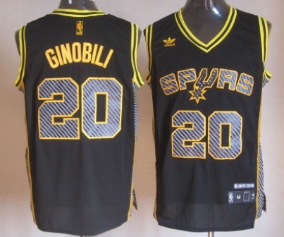 San Antonio Spurs #20 Manu Ginobili Black Electricity Fashion Jersey - Zenithce