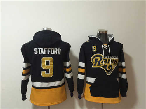 Los Angeles Rams #9 Matthew Stafford Black Ageless Must-Have Lace-Up Pullover Hoodie - Zenithce