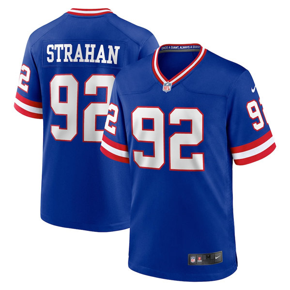 New York Giants #92 Michael Strahan Royal Stitched Game Jersey - Zenithce