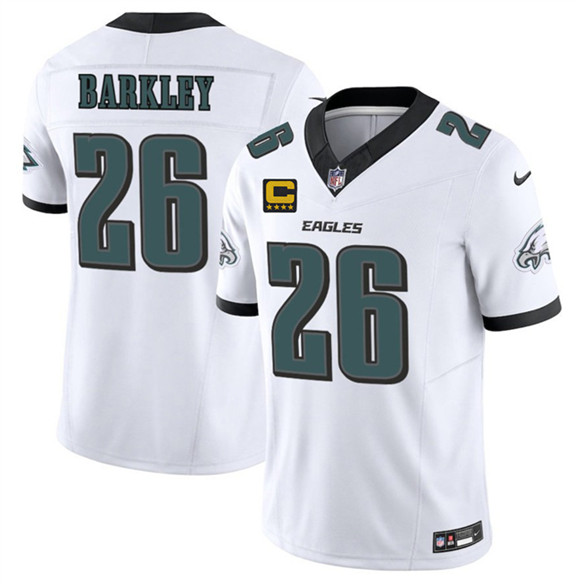 Philadelphia Eagles #26 Saquon Barkley White 2025 F.U.S.E. With 4-Star C Patch Vapor Untouchable Limited Stitched Jersey - Zenithce