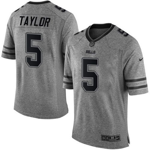 Bills #5 Tyrod Taylor Gray Stitched Limited Gridiron Gray Nike Jersey - Zenithce