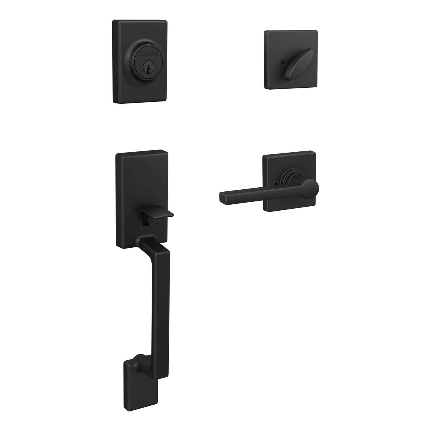 Home Front by Schlage Crosbie-Evans Matte Black Single-Cylinder Deadbolt Universal Exterior Keyed Entry Door Handle Combo Pack UC60 V CRB 622 EVN - Zenithce