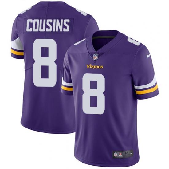 Minnesota Vikings #8 Kirk Cousins Purple Vapor Untouchable Limited Stitched Jersey - Zenithce