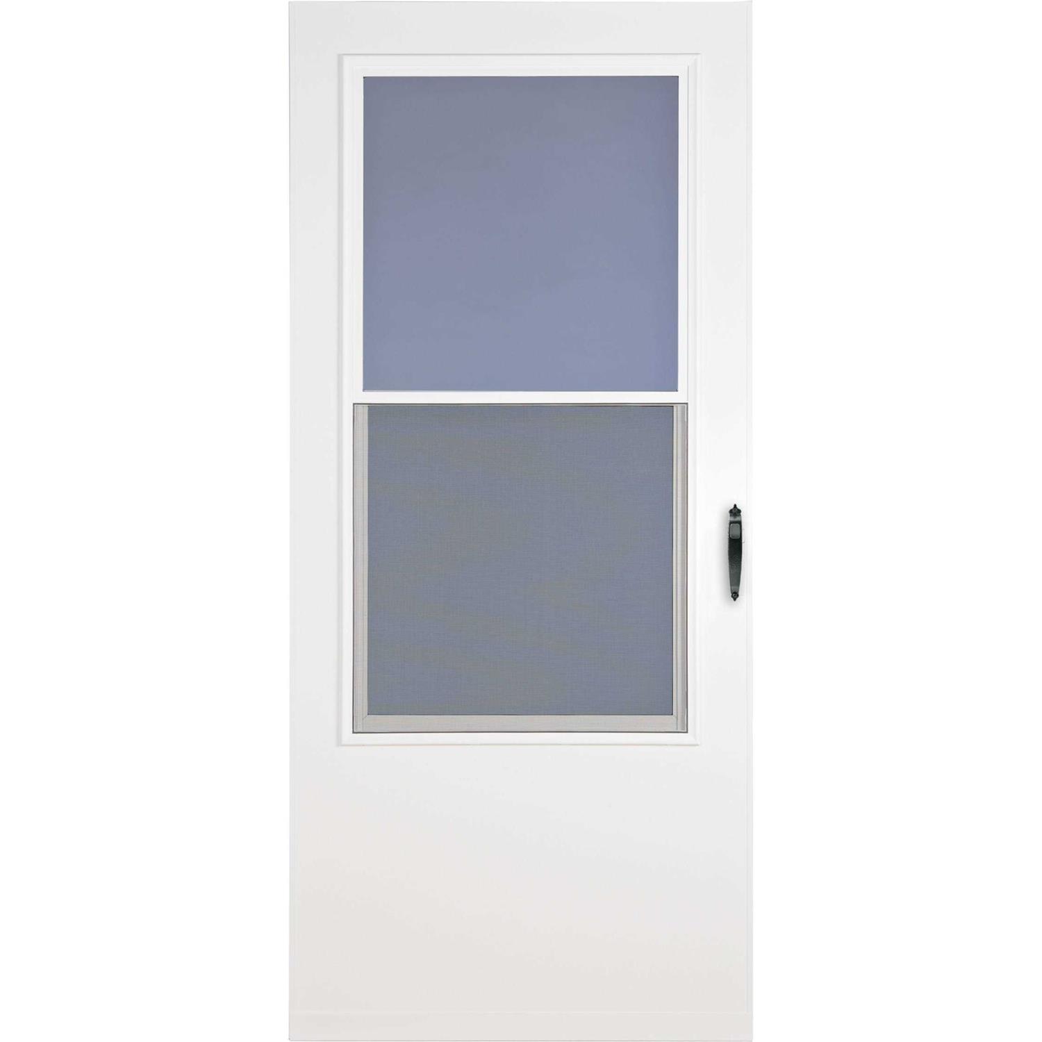 Larson 78 in. Brisa White Retractable Screen Door for Sliding Door - Zenithce