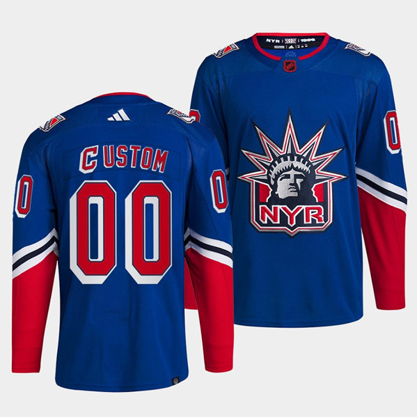 New York Rangers Custom Blue 2022 Reverse Retro Stitched Jersey - Zenithce