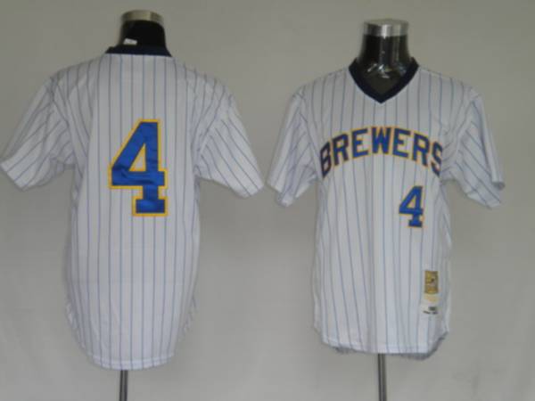 Mitchell And Ness Brewers #4 Paul Molitor Stitched White Throwback Jersey - Zenithce