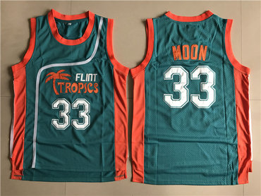 Flint Tropics 33 Jackie Moon Teal Semi Pro Movie Stitched Jersey - Zenithce