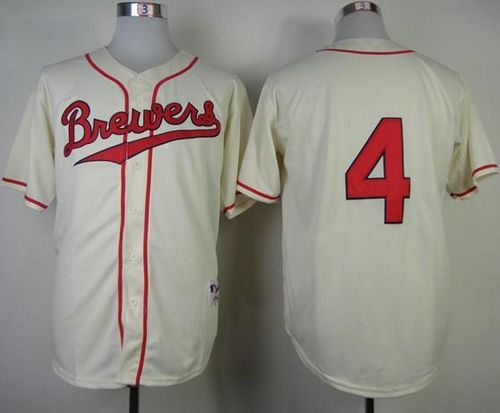 Brewers #4 Paul Molitor Cream 1948 Turn Back The Clock Stitched Jersey - Zenithce