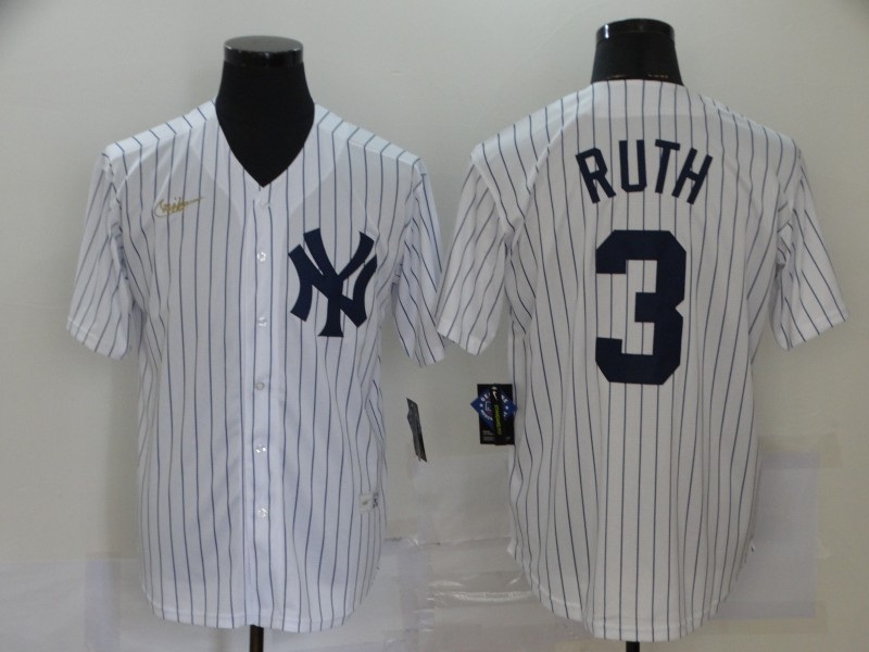 New York Yankees #3 Babe Ruth New White Throwback Cool Base Stitched Jersey - Zenithce