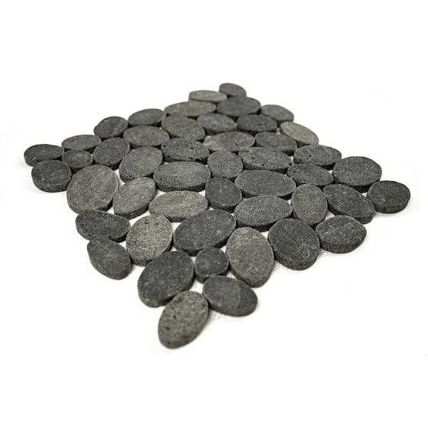 Tile Connection Pebble Marble Tile 11-1/4 in x 11-1/4 in x 9.5mm Mesh-Mounted Mosaic Tile - Zenithce