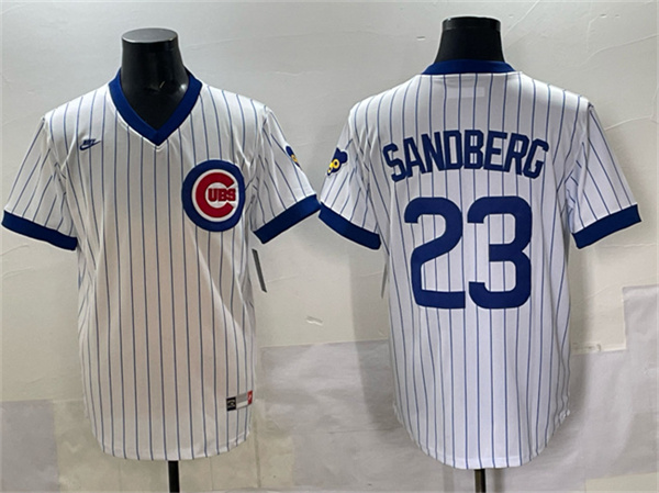 Chicago Cubs #23 Ryne Sandberg White Throwback Stitched Jersey - Zenithce