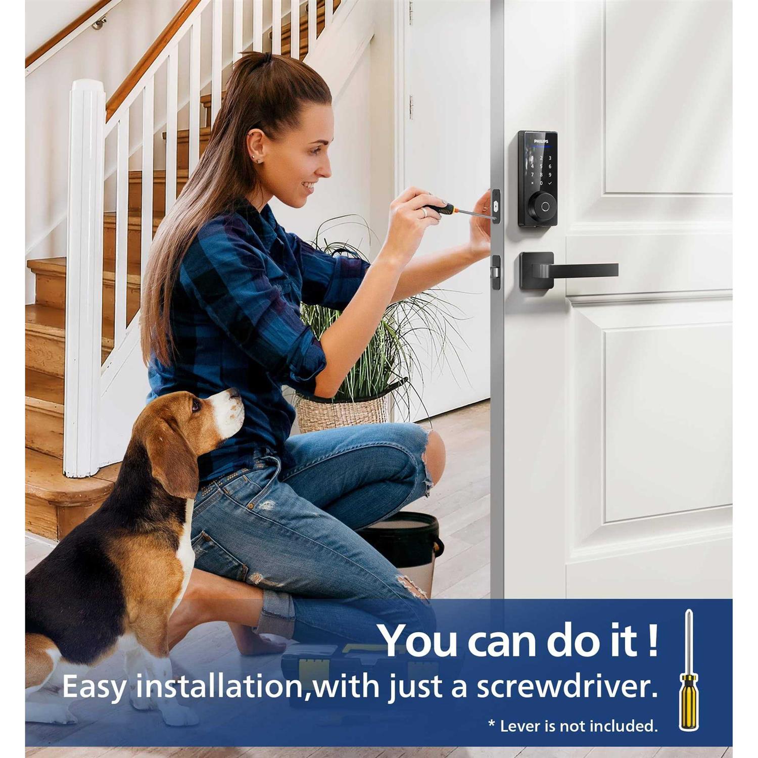 Philips Smart Lock, Fingerprint Door Lock, Keyless Entry Door Lock, Electronic Door Lock, Touchscreen Keypad Deadbolt - Zenithce