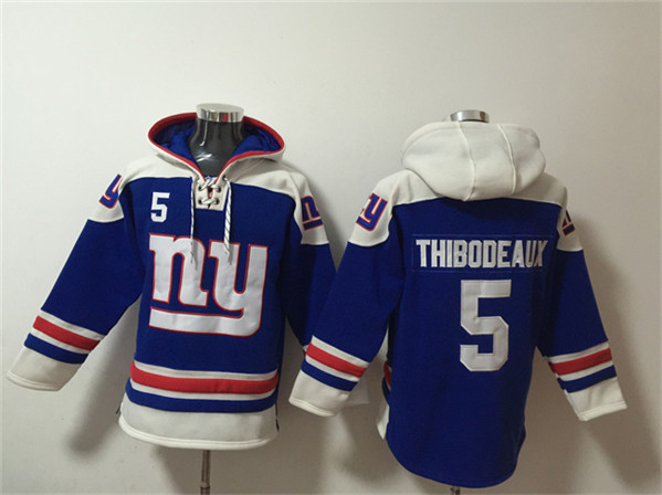 New York Giants #5 Kayvon Thibodeaux Blue Ageless Must-Have Lace-Up Pullover Hoodie - Zenithce
