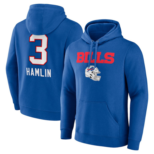 Buffalo Bills #3 Damar Hamlin Blue Team Wordmark Player Name Number Pullover Hoodie - Zenithce