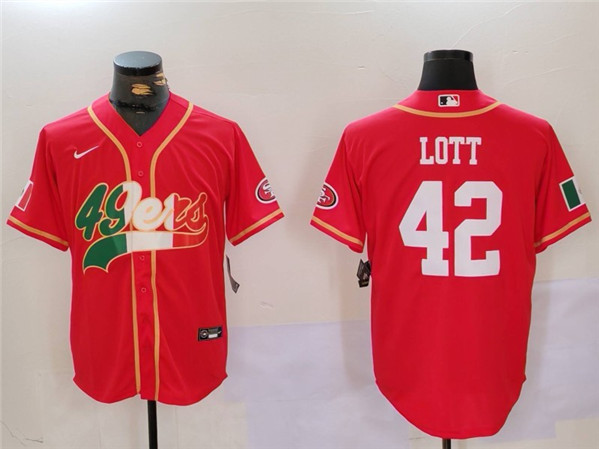 San Francisco 49ers #42 Ronnie Lott Red Mexico With Patch Stitched Jersey - Zenithce