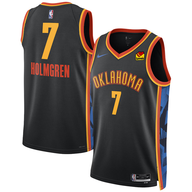 Oklahoma City Thunder #7 Chet Holmgren Black 2024-25 City Edition Stitched Jersey - Zenithce