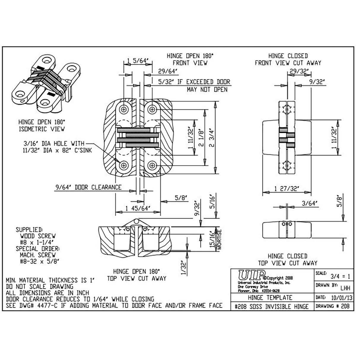 Soss 100CUS4 Invisible Hinge - Zenithce