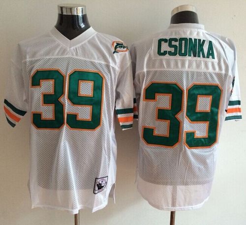 Mitchell And Ness Dolphins #39 Larry Csonka White Throwback Stitched Jerseys - Zenithce