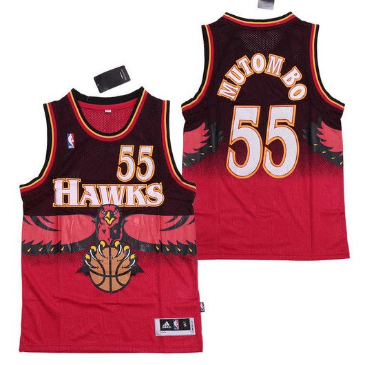 Atlanta Hawks #55 Dikembe Mutombo 1990 Red Hardwood Classics Soul Swingman Throwback Jersey - Zenithce