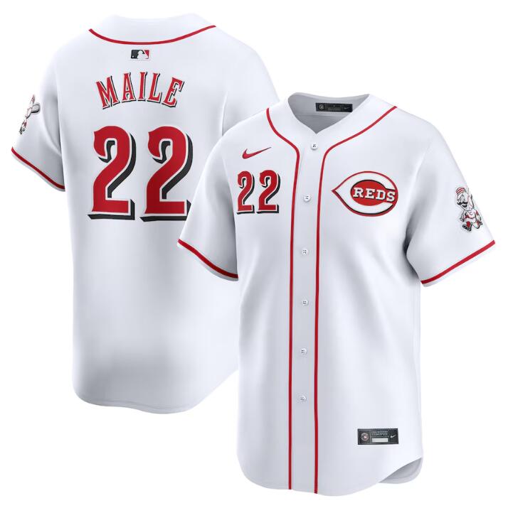 Cincinnati Reds #22 Luke Maile White Home Limited Stitched Jersey - Zenithce