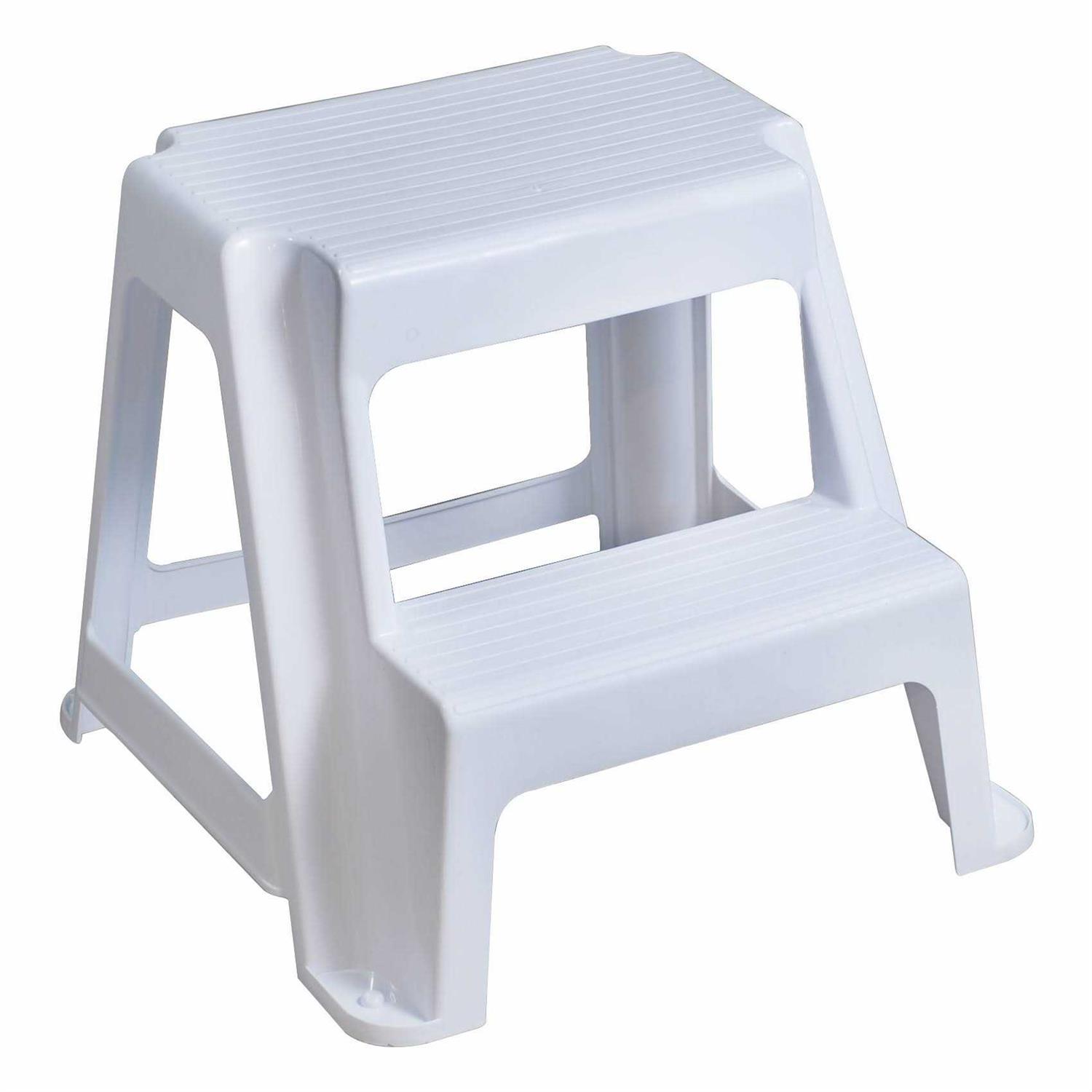 Gracious Living 18.75-Inch Sturdy Non Slip Plastic 2-Level Step Stool - Zenithce
