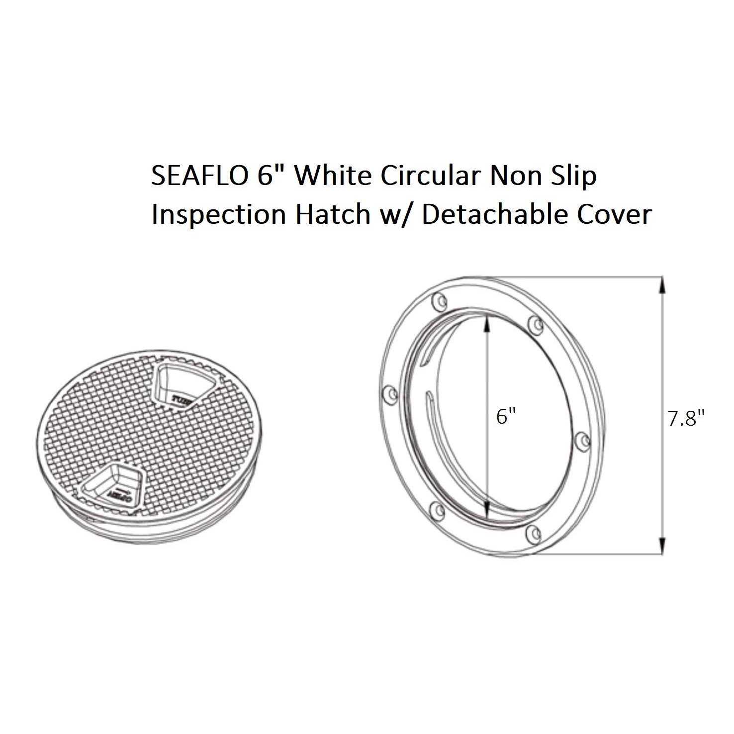 SEA FLO 4 8 White Circular Non Slip Inspection Hatch w/Detachable Cover - Zenithce