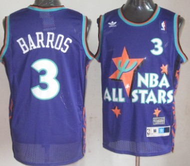 1995 All-Star #3 Dana Barros Purple Swingman Throwback Jersey - Zenithce