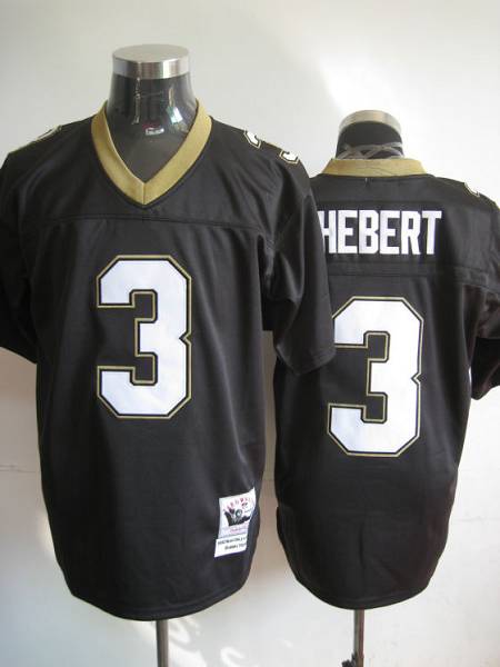 Mitchell And Ness Saints #3 Bobby Hebert Black Stitched Throwback Jersey - Zenithce