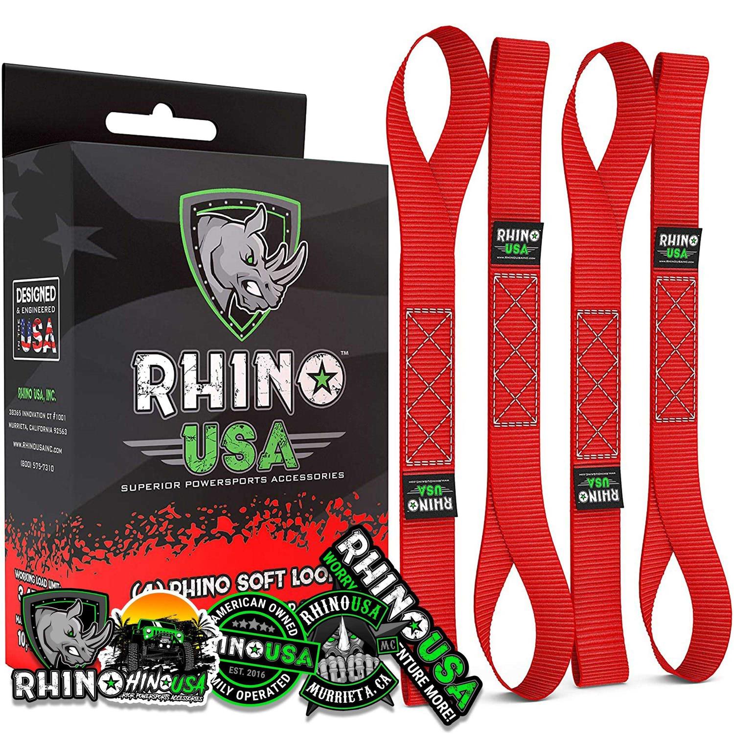 Rhino USA 1.7 inch x 17 inch Soft Loop Tie-Down Straps - Zenithce