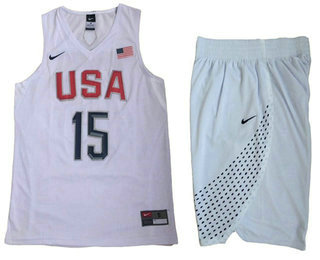 2016 Olympics Team USA #15 Carmelo Anthony White Revolution 30 Swingman Jersey With Shorts - Zenithce