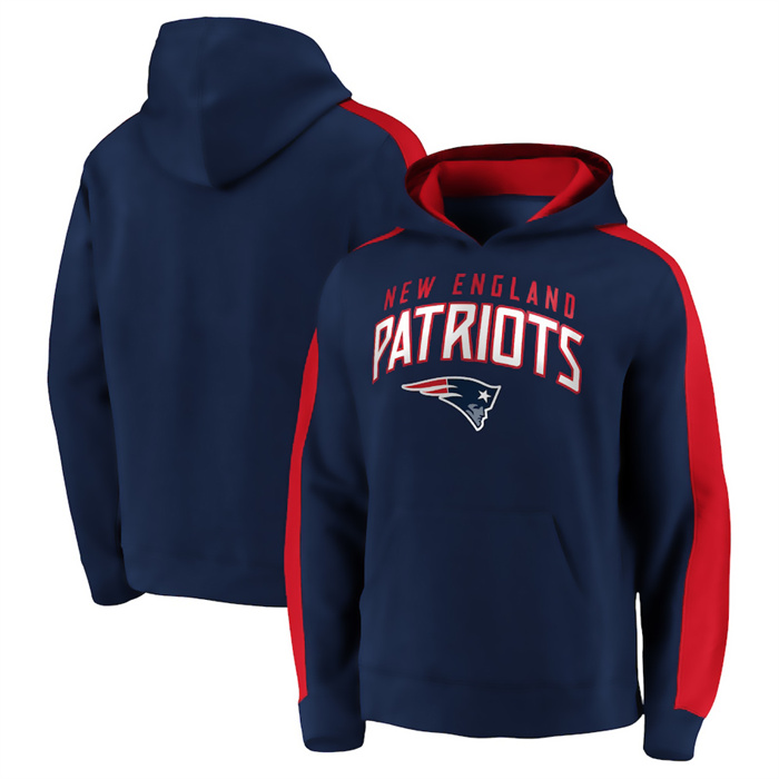 New England Patriots Navy Game Time Arch Pullover Hoodie - Zenithce
