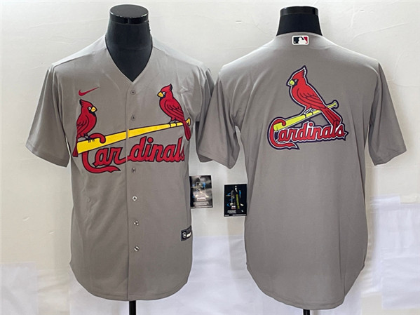 St. Louis Cardinals Gray Big Team Logo In Back Cool Base Stitched Jersey - Zenithce