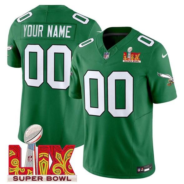 Philadelphia Eagles Custom Kelly Green F.U.S.E. 2025 Super Bowl Champions LIX Patch Vapor Untouchable Limited Stitched Jersey - Zenithce