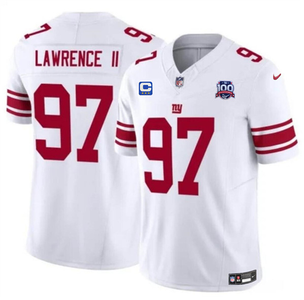 New York Giants #97 Dexter Lawrence II White 2024 F.U.S.E. With 3-Star C Patch And 100TH Season Patch Vapor Untouchable Limited Stitched Jersey - Zenithce