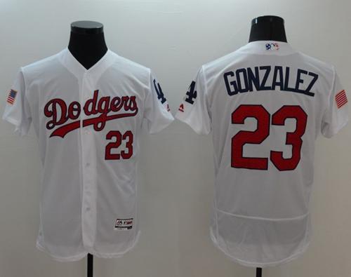 Dodgers #23 Adrian Gonzalez White Fashion Stars Stripes Flexbase Authentic Stitched Jersey - Zenithce