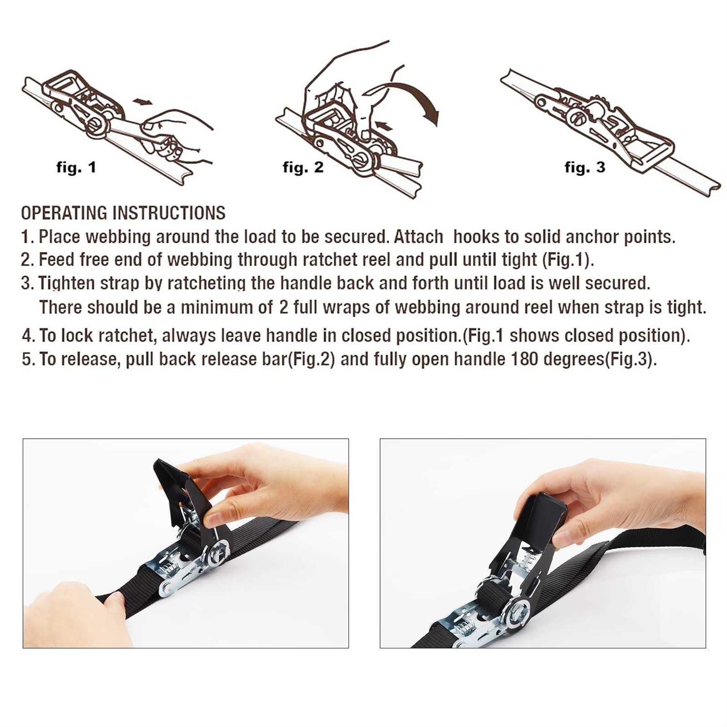 XSTRAP STANDARD Ratchet Tie Down Straps 8PK 1 x 10 ft - Zenithce