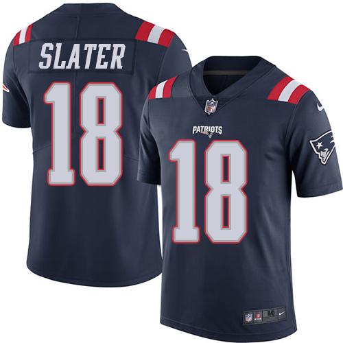 Patriots #18 Matt Slater Navy Blue Stitched Limited Rush Nike Jersey - Zenithce