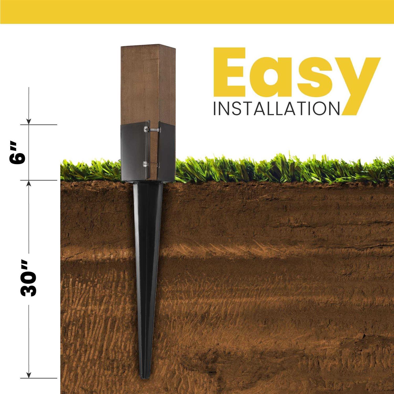 CRIZTA Heavy Duty 4×4 Fence Post Anchor Ground Spike Metal Black Powder Coated - Zenithce