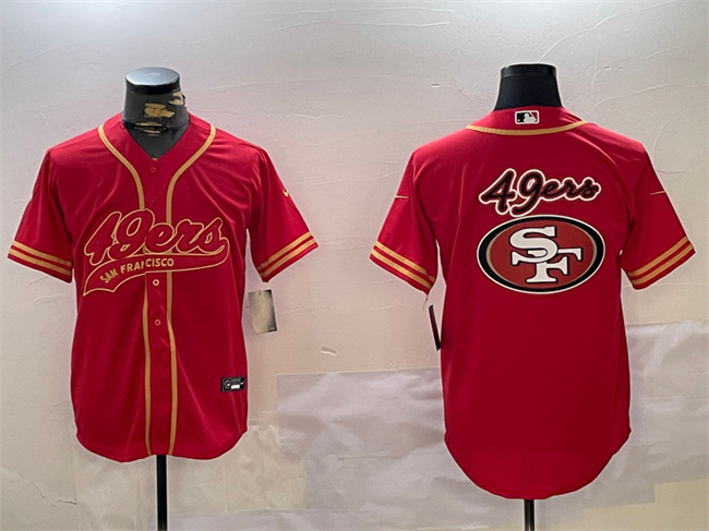 San Francisco 49ers Team Big Logo Red Cool Base Stitched Jersey - Zenithce