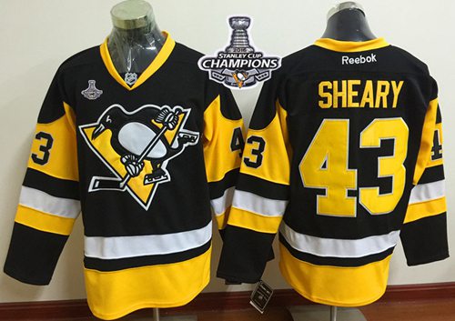 Penguins #43 Conor Sheary Black Alternate 2016 Stanley Cup Champions Stitched Jersey - Zenithce