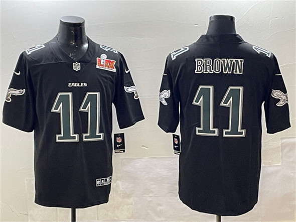 Philadelphia Eagles #11 A. J. Brown Black 2025 Super Bowl LIX Patch Fashion New Vapor Untouchable Limited Stitched Jersey - Zenithce