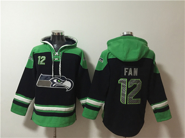 Seattle Seahawks #12 Fan Black Ageless Must-Have Lace-Up Pullover Hoodie - Zenithce