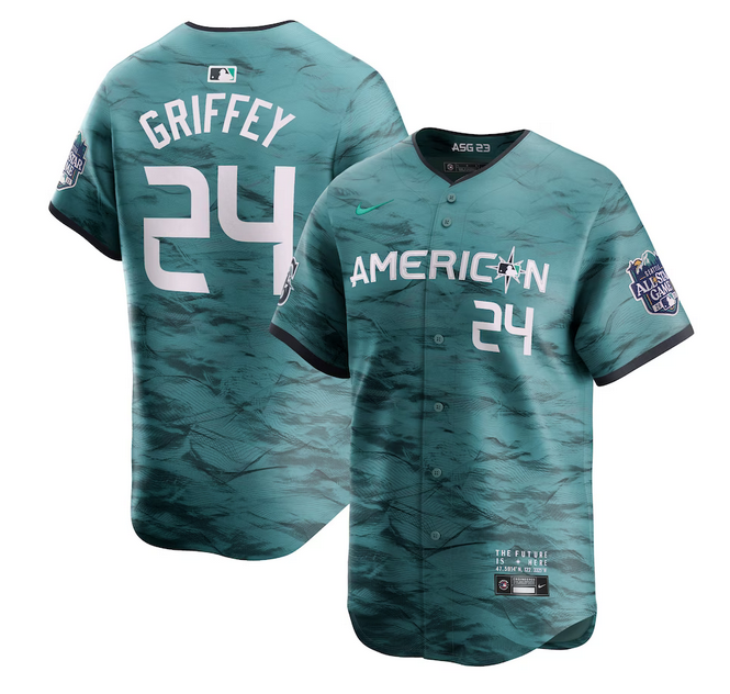 Seattle Mariners #24 Ken Griffey Jr. Teal 2023 All-Star Cool Base With Patch Stitched Jersey - Zenithce