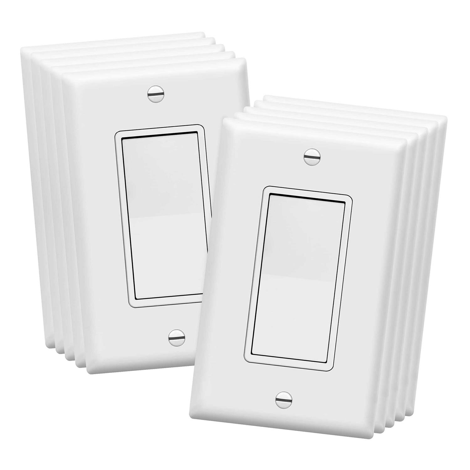 Enerlites Decorator On/Off Paddle Switch with Wall Plates Single Pole 91150-WWP-10PCS - Zenithce