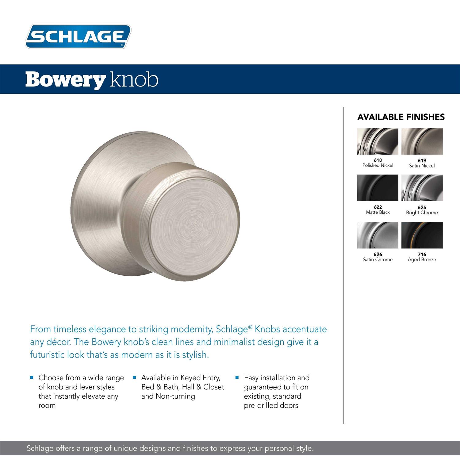 Schlage Bell Passage Knob F10BEL - Zenithce