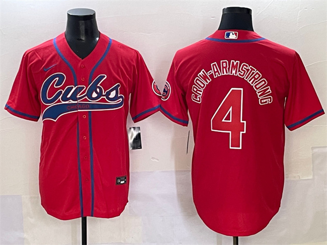 Chicago Cubs #4 Pete Crow-Armstrong Red Cool Base Stitched Jersey - Zenithce