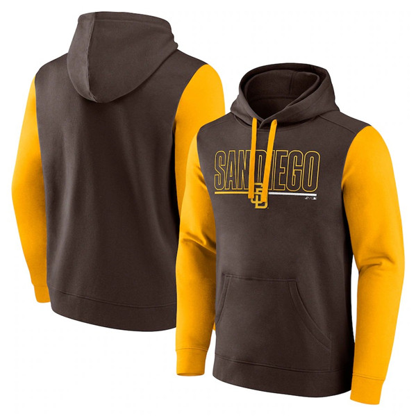 San Diego Padres Brown Outline Fleece Pullover Hoodie - Zenithce