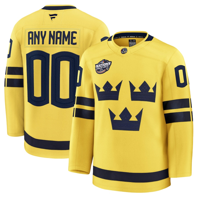 Sweden Custom Yellow 2025 4 Nations Face-Off Premium Stitched Jersey - Zenithce
